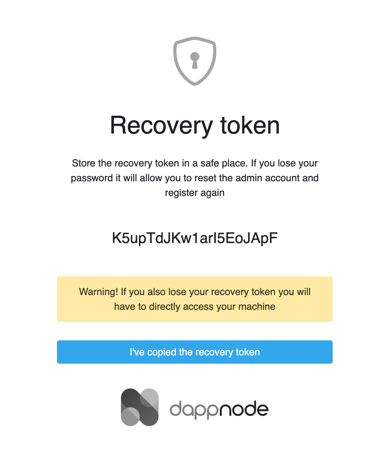 Recovery Token