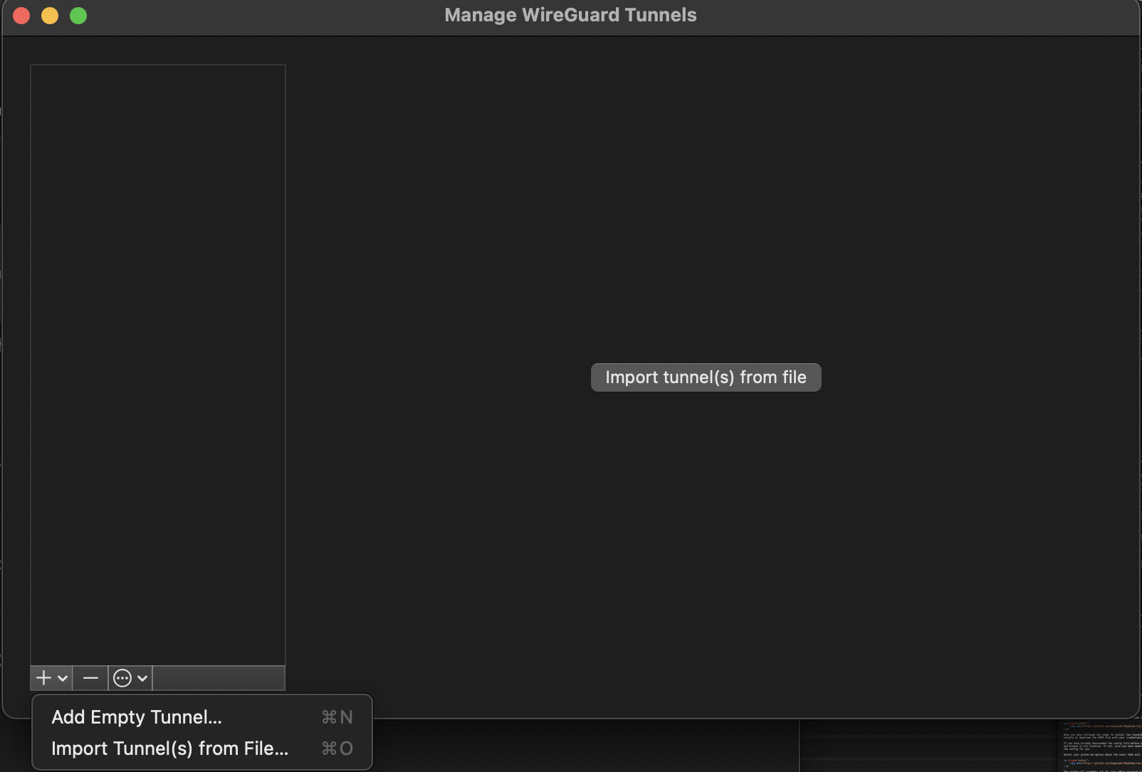 Manage tunnels in macOS